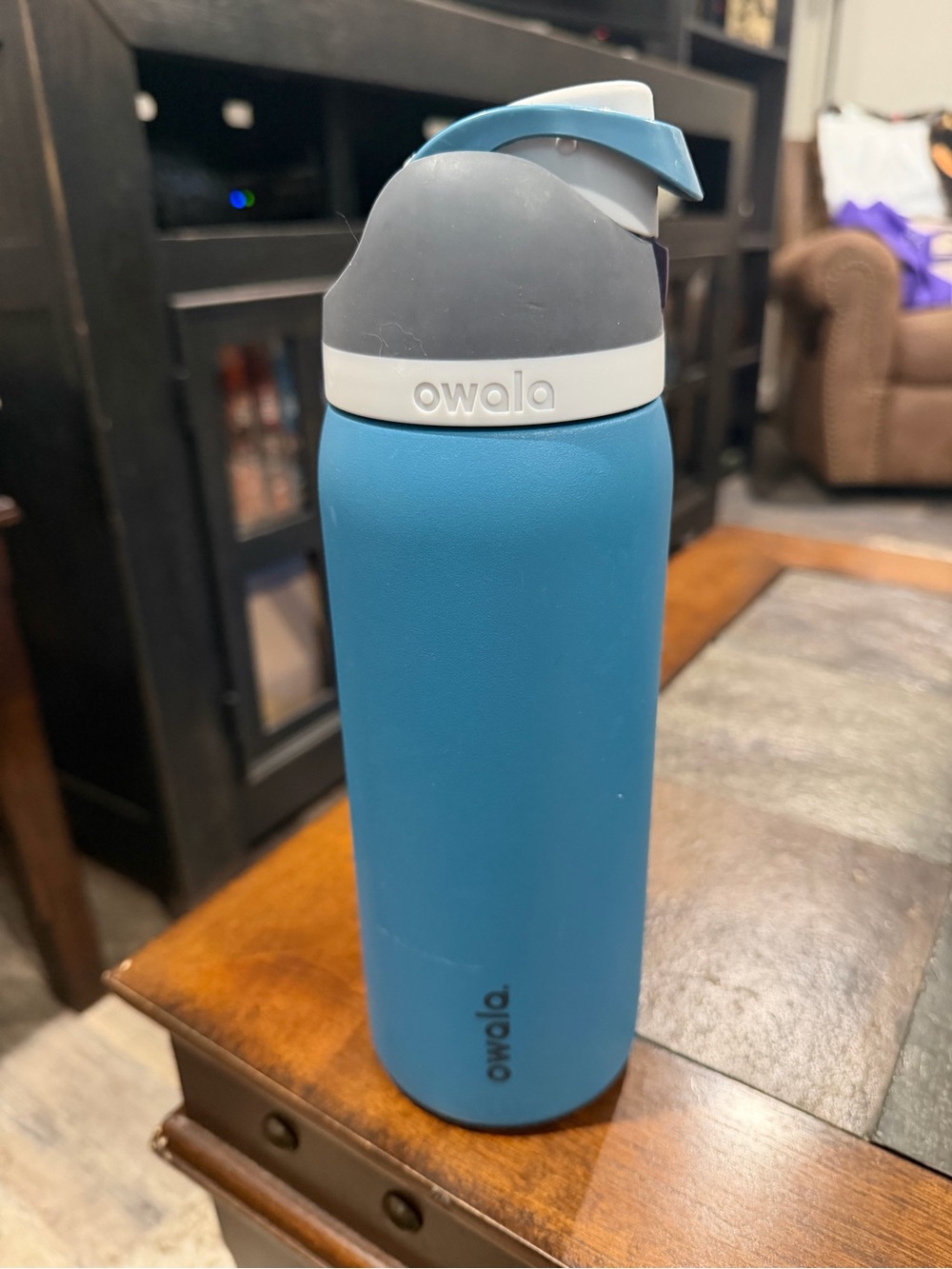 Owala Blue Stainless Water Bottle with Flip Lid